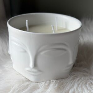White Ceramic Face Candle Holder